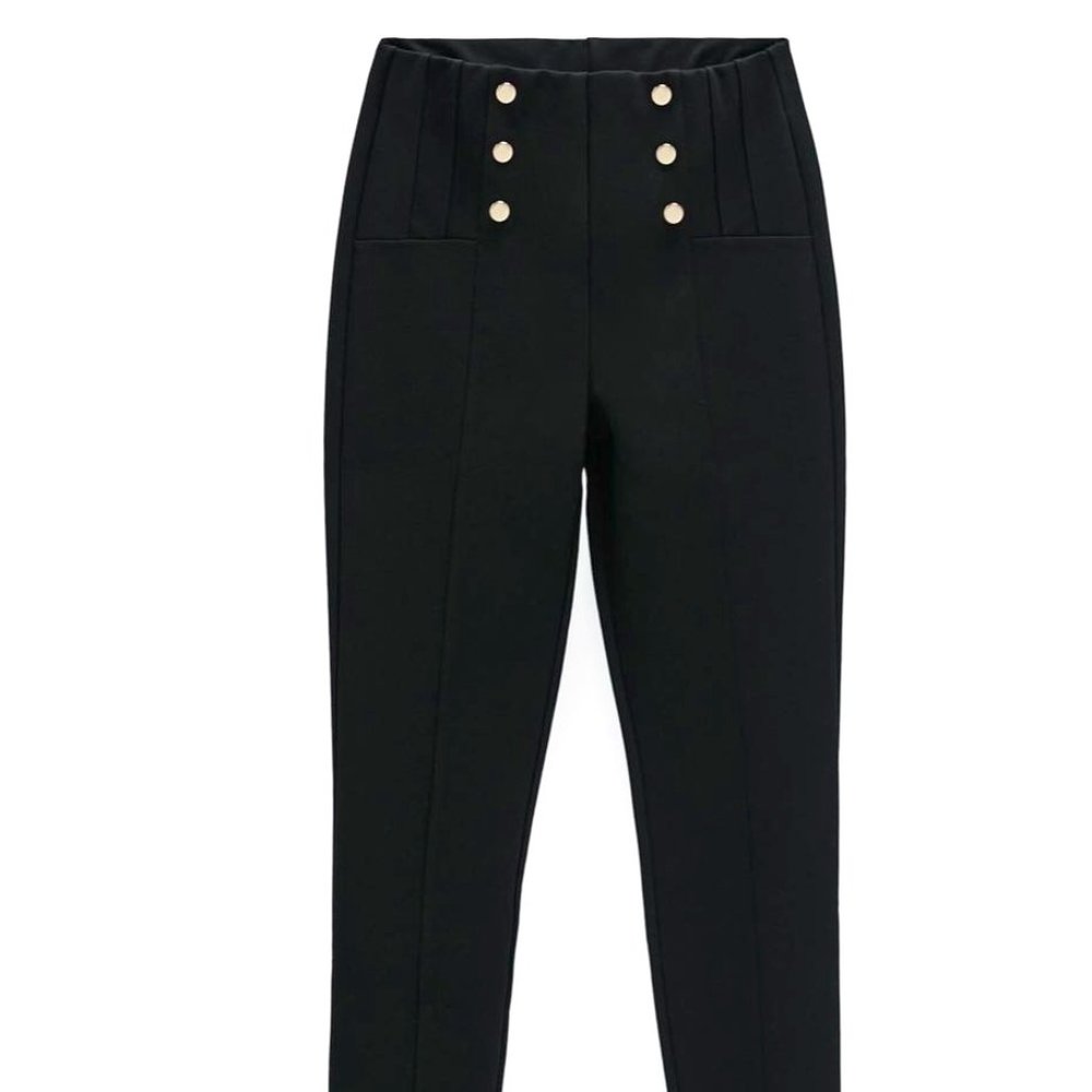 Zara Black High Rise Embellished Leggings